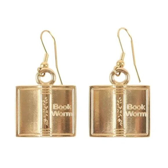 ($7) Book Worm Earrings - Picture 2 of 5